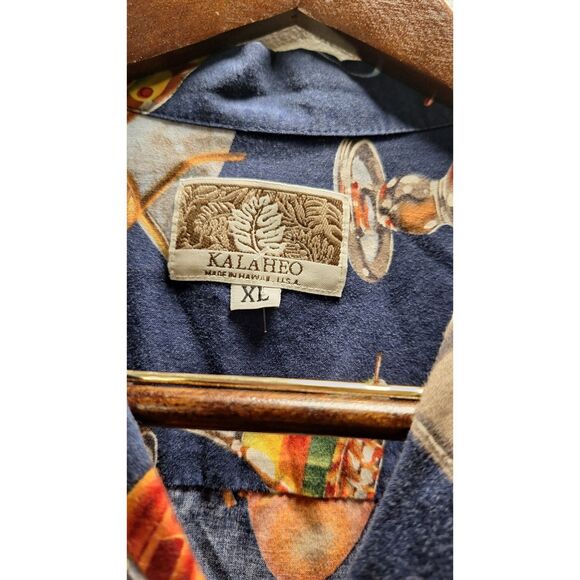 KALAHEO Hawaiian Button Front Men's Mixed Drinks Bartender Cocktail Martini XL - Picture 3 of 4